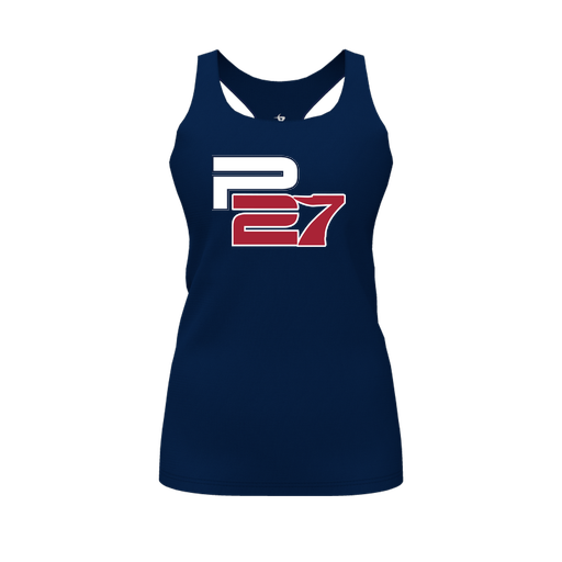 [CUS-DFW-RCBK-PER-NVY-FYS-LOGO1] Racerback Tank Top (Female Youth S, Navy, Logo 1)