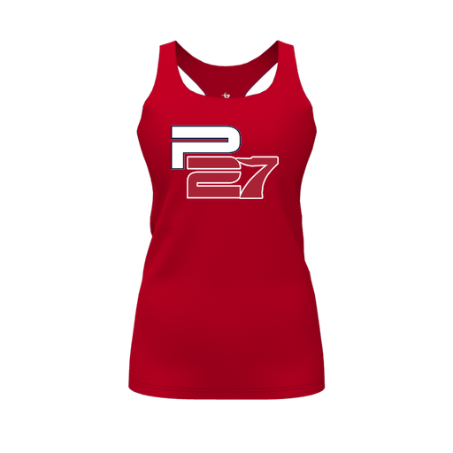 [CUS-DFW-RCBK-PER-RED-FYS-LOGO2] Racerback Tank Top (Female Youth S, Red, Logo 2)