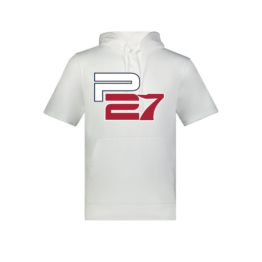 [6871.005.S-LOGO2] Men's Dri Fit Short Sleeve Hoodie (Adult S, White, Logo 2)