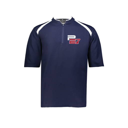 [229581-AS-NVY-LOGO1] Men's Dugout Short Sleeve Pullover (Adult S, Navy, Logo 1)