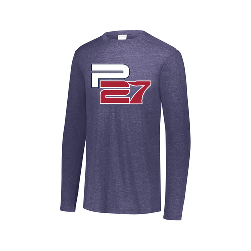 [FTLCUBNV-AXS-LOGO1] Decker Men's Tri-Blend T-Shirt - Long Sleeve (Adult XS, Navy, Logo 1)