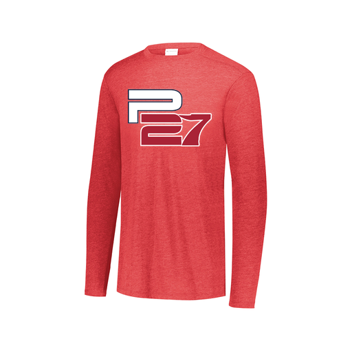 [FTLCUBRD-AXS-LOGO1] Decker Men's Tri-Blend T-Shirt - Long Sleeve (Adult XS, Red, Logo 1)