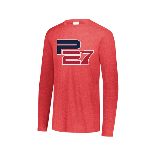 [FTLCUBRD-AXS-LOGO3] Decker Men's Tri-Blend T-Shirt - Long Sleeve (Adult XS, Red, Logo 3)
