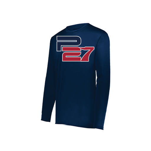 [222823.065.S-LOGO3] Youth LS Smooth Sport Shirt (Youth S, Navy, Logo 3)