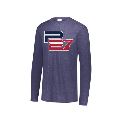 [FTLCUBNV-YS-LOGO3] Decker Youth Tri-Blend T-Shirt - Long Sleeve (Youth S, Navy, Logo 3)