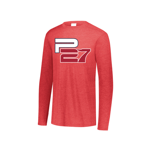 [FTLCUBRD-YS-LOGO1] Decker Youth Tri-Blend T-Shirt - Long Sleeve (Youth S, Red, Logo 1)