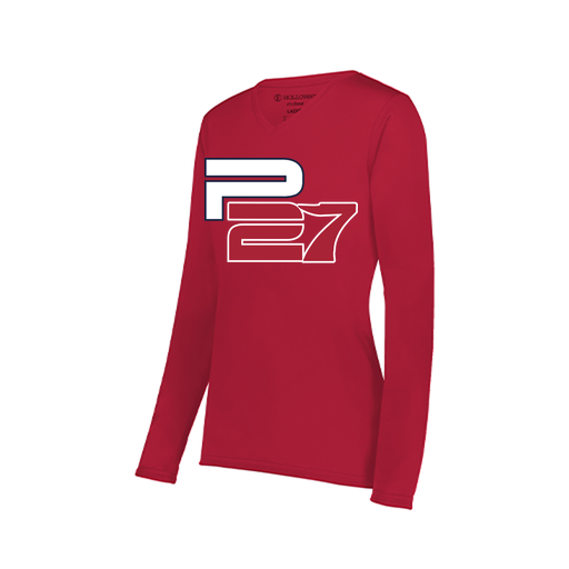 [222824.083.S-LOGO1] Ladies LS Smooth Sport Shirt (Female Adult S, Red, Logo 1)