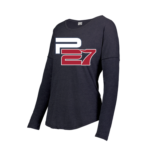 [3077.72N.S-LOGO1] Ladies LS Ultra-blend T-Shirt (Female Adult S, Navy, Logo 1)