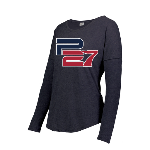 [3077.72N.S-LOGO3] Ladies LS Ultra-blend T-Shirt (Female Adult S, Navy, Logo 3)