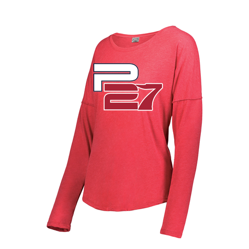 [FTLCUBRD-FAS-LOGO2] Decker Women's Tri-Blend T-Shirt - Long Sleeve (Female Adult S, Red, Logo 2)