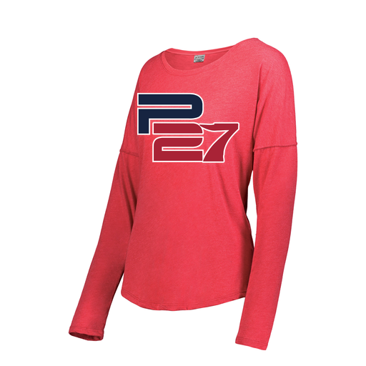 [FTLCUBRD-FAS-LOGO3] Decker Women's Tri-Blend T-Shirt - Long Sleeve (Female Adult S, Red, Logo 3)